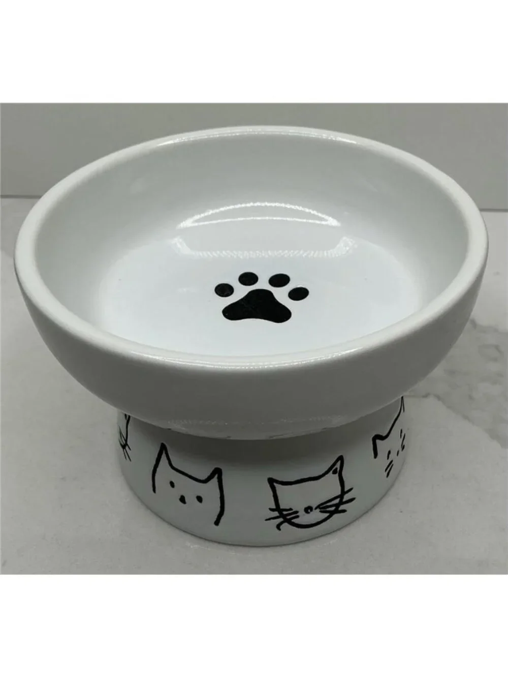 Signature Elevated Cat Bowls Small White Stoneware Bowls
